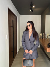 Load image into Gallery viewer, Pinstripes Blazer Dress- charcoal
